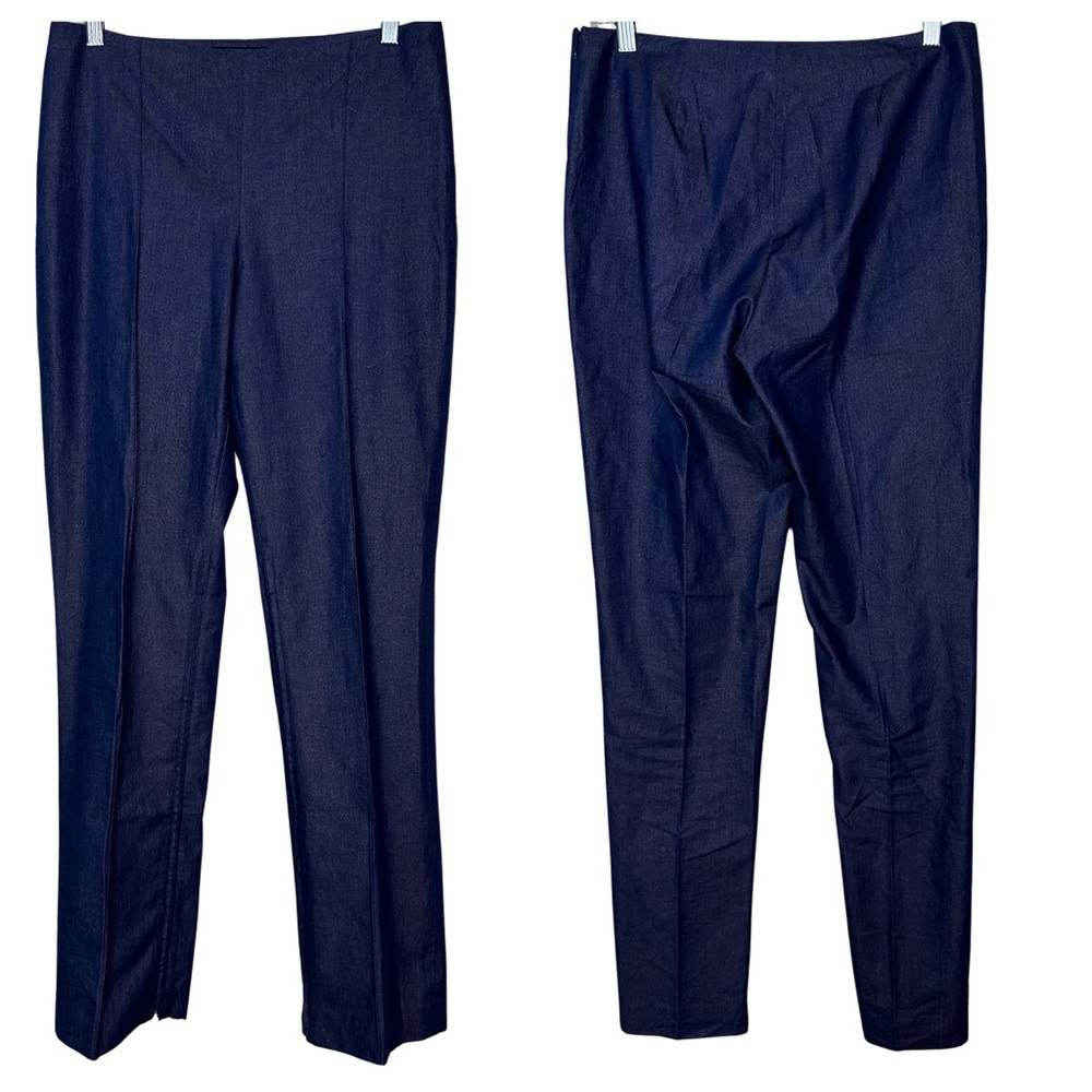 Kenneth Cole New York Blue Rose Gold Metallic Straight Leg Career Ankle Trousers